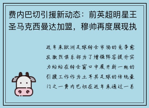 费内巴切引援新动态：前英超明星王圣马克西曼达加盟，穆帅再度展现执教魅力